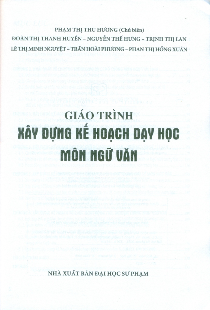 GIÁO TRÌNH XÂY DỰNG KẾ HOẠCH DẠY HỌC MÔN NGỮ VĂN